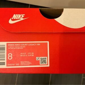 Nike Women's Court Legacy Sneakers - Light British Tan and Fire Red